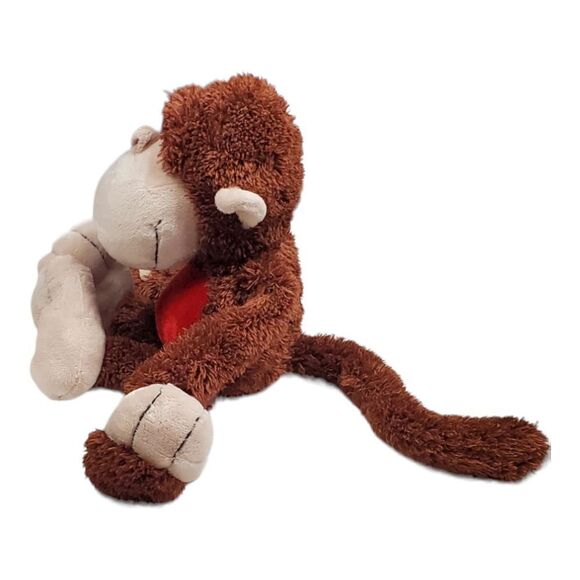 Nici Monkey Plush Brown Red Heart Long Arms Valentine's Day Germany 15" Vintage - Picture 2 of 9